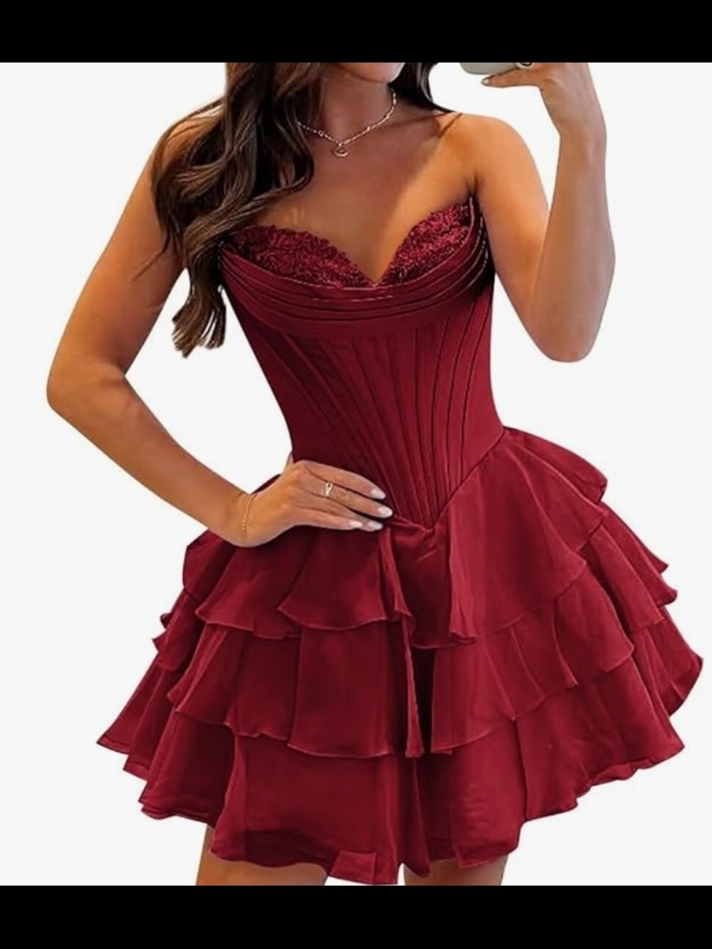 NWT WEAR YOU LOVE Red Corseted Short Prom Dress Lace Size 16W - Picture 9 of 9
